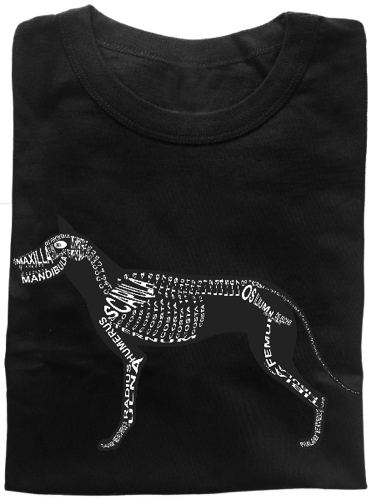 Anatomic Shirt with Dog Skeleton - Word Anatomy