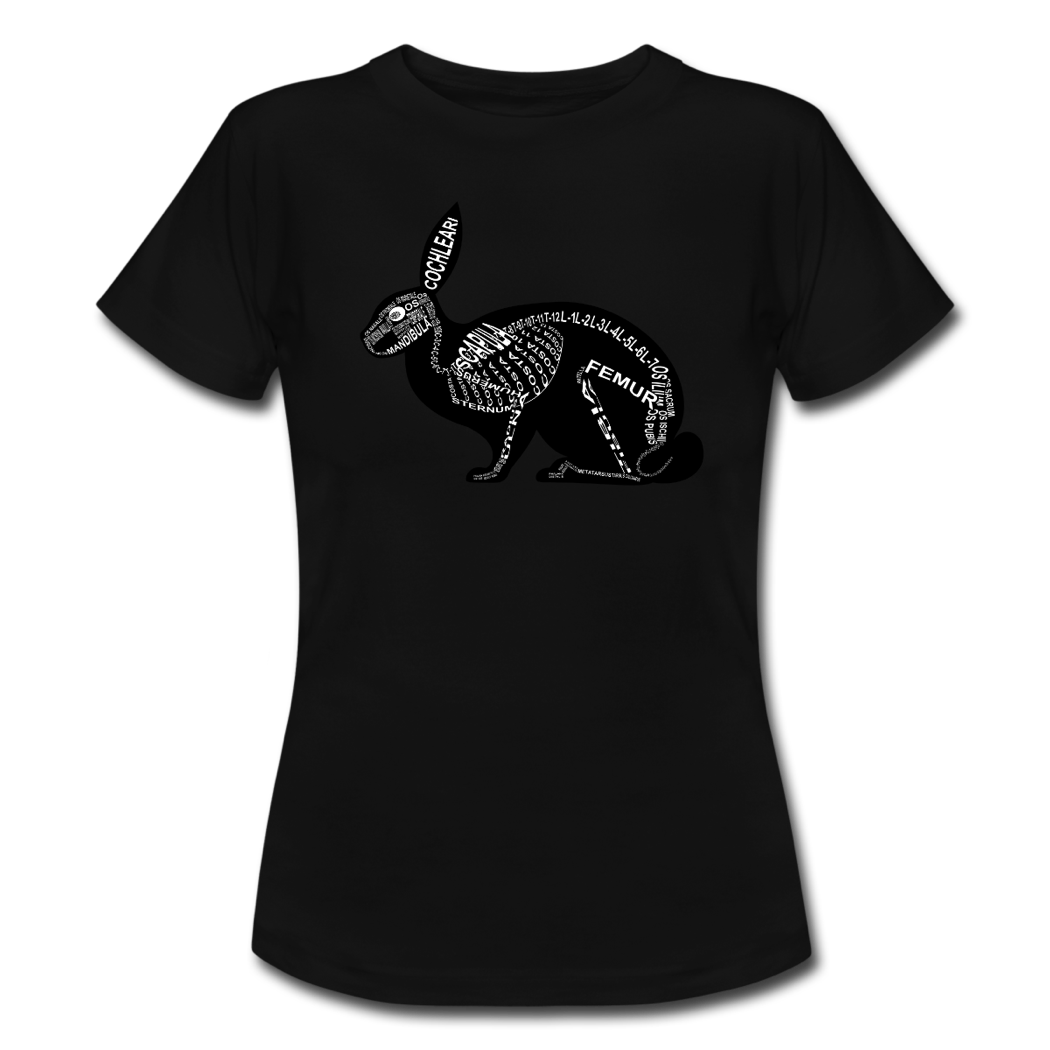 Shirt with rabbit skeleton and medical term of the bones for vets and medical or veterinarian students - Word Anatomy