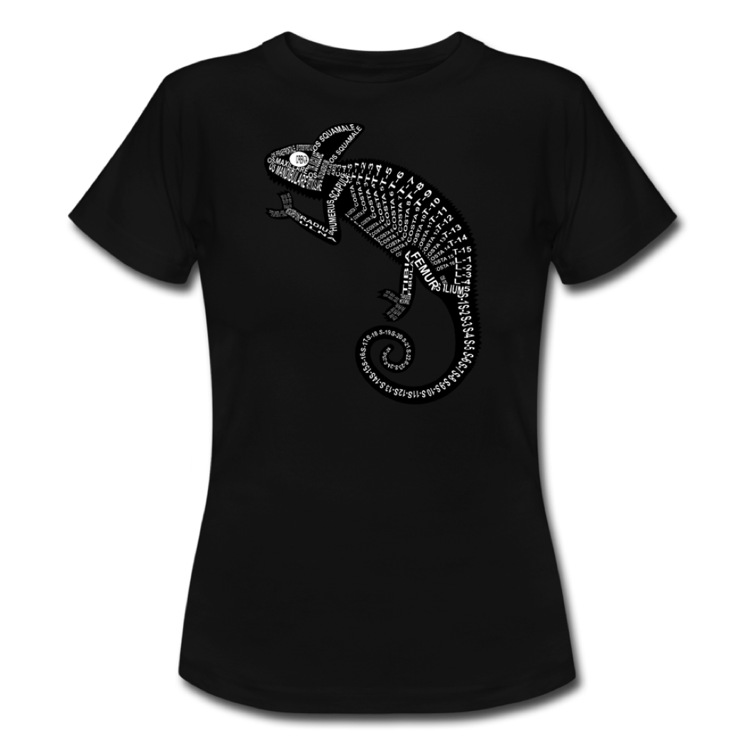 Shirt with chameleon skeleton and medical term of the bones for vets and medical or veterinarian students - Word Anatomy