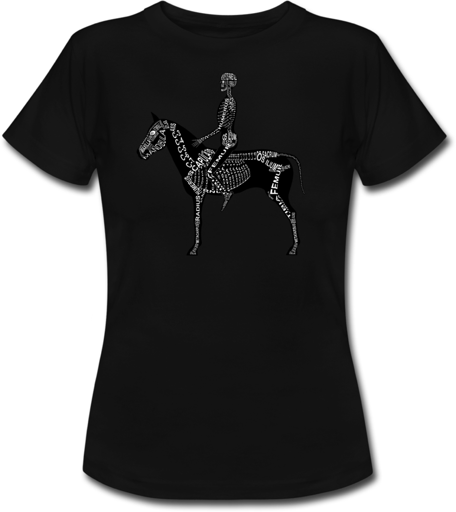 Shirt with human and horse skeleton for doctors, vets and medical students - Word Anatomy