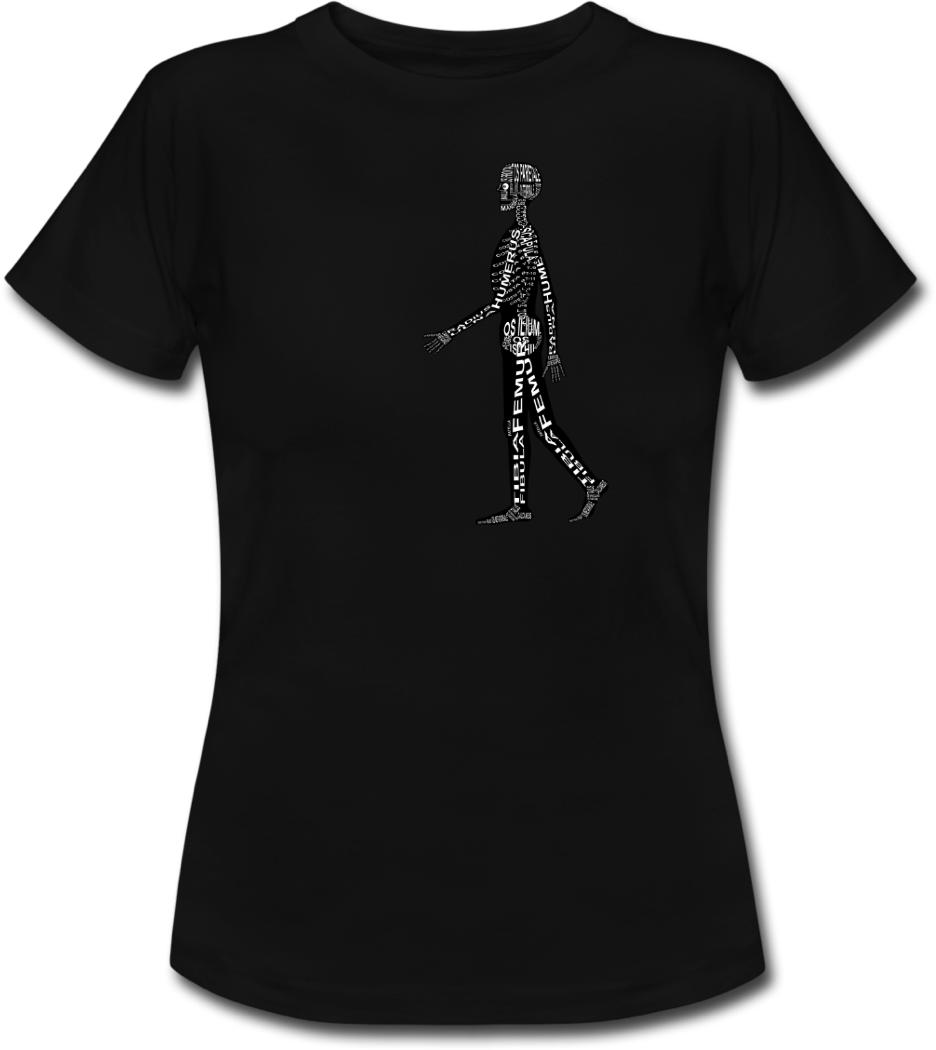 Shirt with human skeleton for doctors and medical students - Word Anatomy