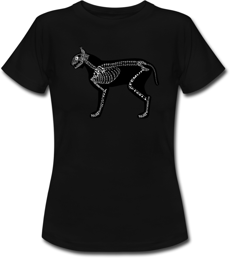 Shirt with lynx skeleton and medical term of the bones for vets and medical or veterinarian students - Word Anatomy