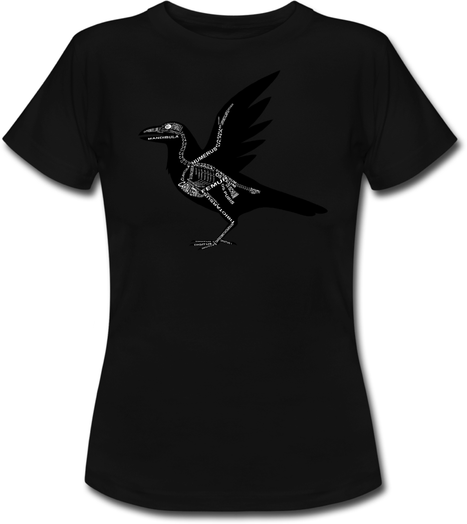 Shirt with raven skeleton and medical term of the bones for vets and medical or veterinarian students - Word Anatomy