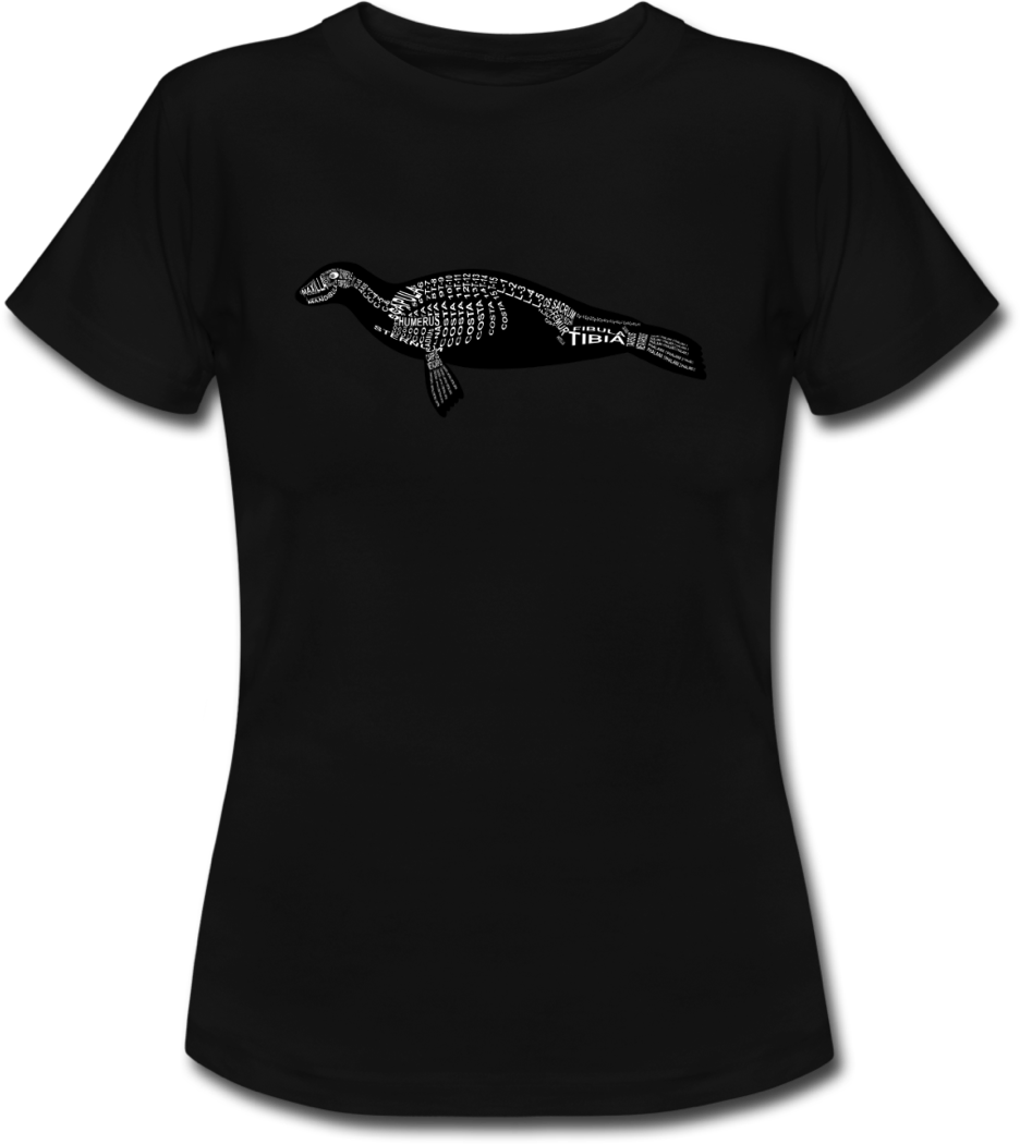 Shirt with seal skeleton and medical term of the bones for vets and medical or veterinarian students - Word Anatomy