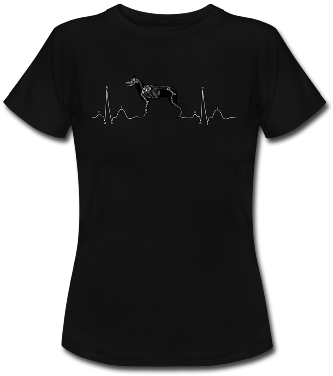 Shirt with ECG and Dog-Skeleton for vets and veterinary students - Word Anatomy